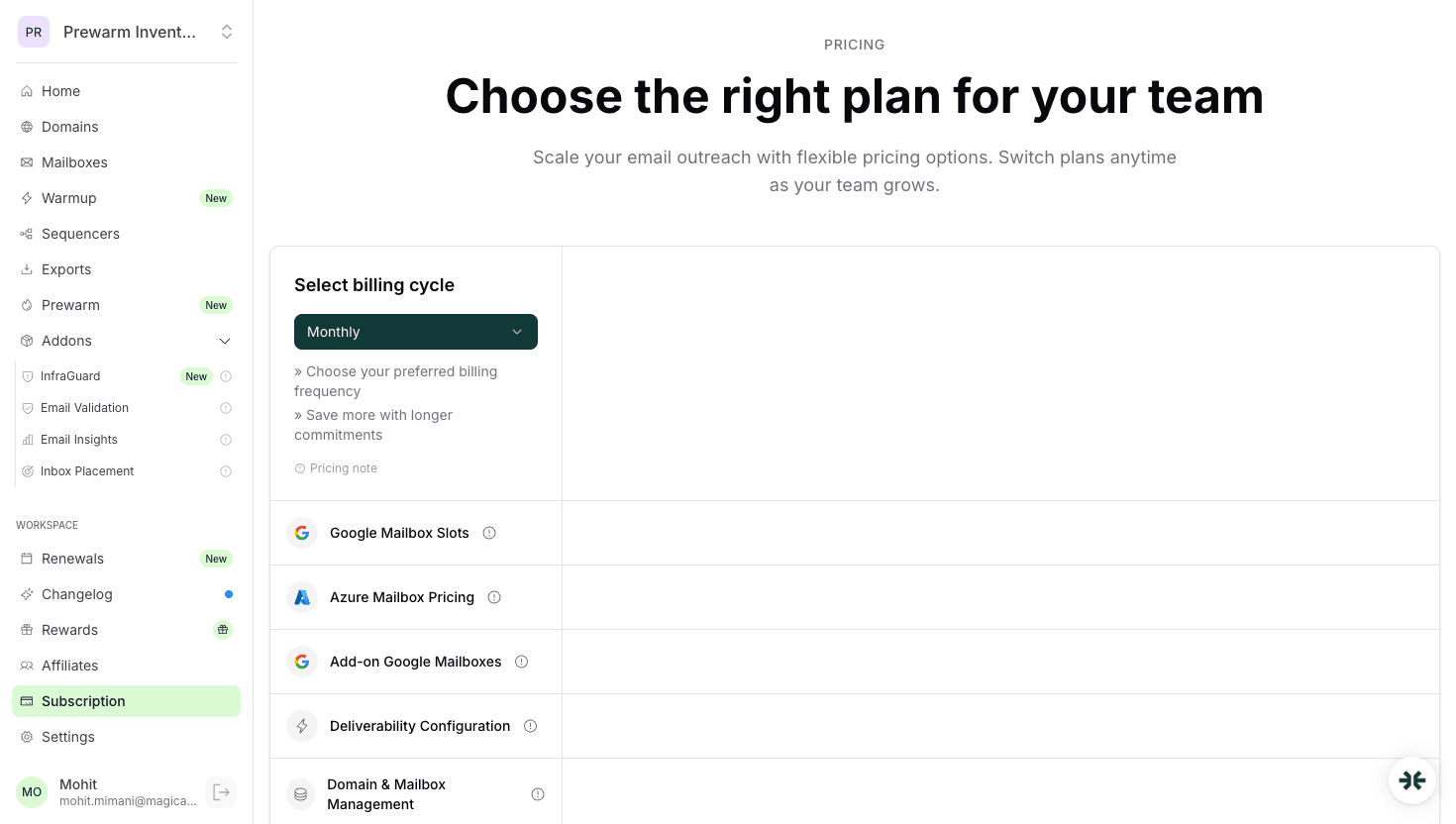InboxKit transparent per-mailbox pricing for email infrastructure