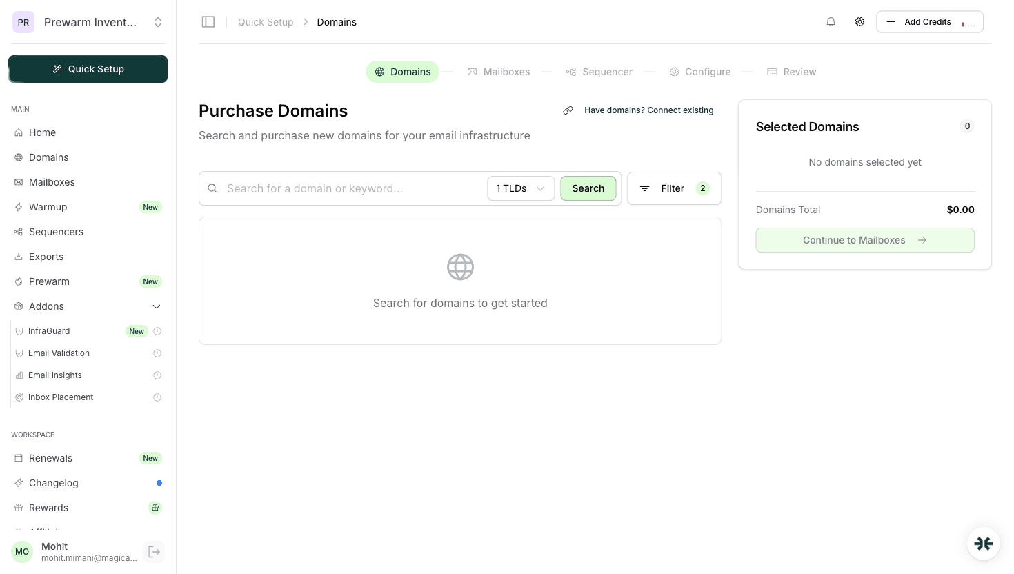 InboxKit 5-step setup wizard
